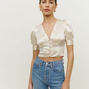 Reformation Mendez Slik Top in Ivory